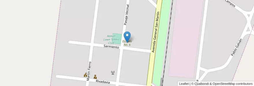 Mapa de ubicacion de Escuela No. 6 en Arjantin, Buenos Aires, Partido De Monte, Abbott.