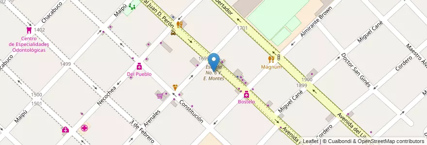 Mapa de ubicacion de Escuela No. 6 V. E. Montes en アルゼンチン, ブエノスアイレス州, Partido De San Fernando, San Fernando.