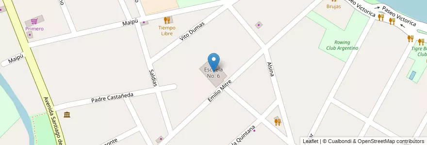 Mapa de ubicacion de Escuela No. 6 en Arjantin, Buenos Aires, Partido De Tigre, Tigre.