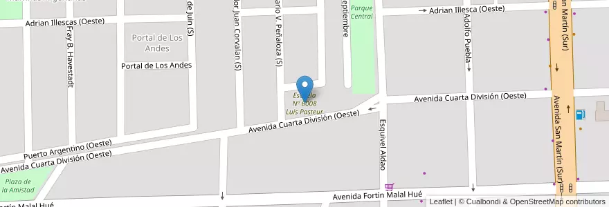Mapa de ubicacion de Escuela Nº 6008 Luis Pasteur en 阿根廷, 智利, Mendoza, Departamento Malargüe, Distrito Ciudad De Malargüe.