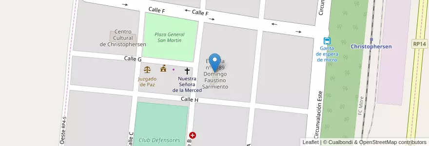 Mapa de ubicacion de Escuela nº 6089 Domingo Faustino Sarmiento en Argentinië, Santa Fe, Departamento General López, Municipio De Christophersen, Christophersen.
