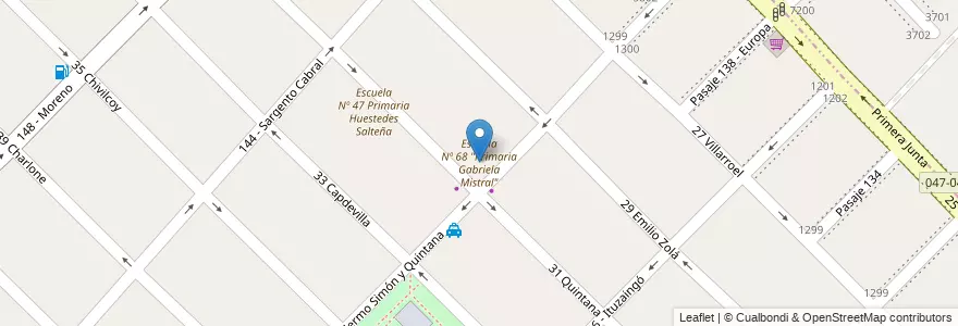 Mapa de ubicacion de Escuela Nº 68 "Primaria Gabriela Mistral" en アルゼンチン, ブエノスアイレス州, Partido De General San Martín, Villa Ballester.