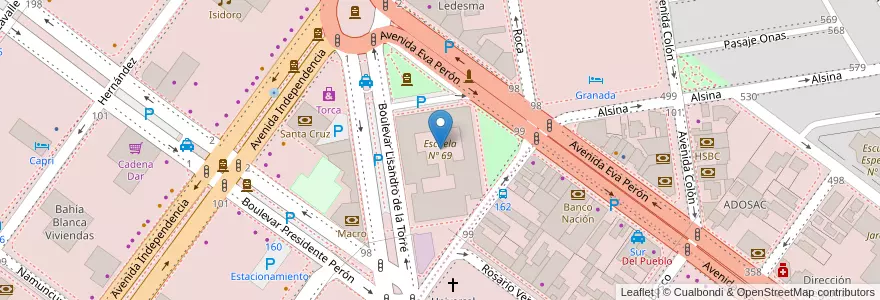Mapa de ubicacion de Escuela Nº 69 en 아르헨티나, 산타크루스주, 칠레, Mercado De La Ciudad, Deseado, Caleta Olivia.