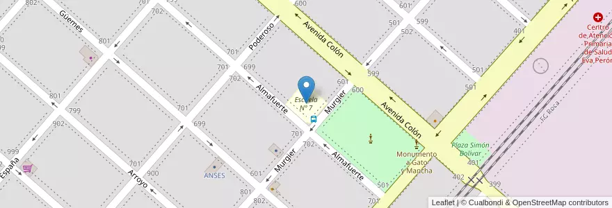 Mapa de ubicacion de Escuela Nº 7 en Argentinië, Buenos Aires, Partido De Ayacucho, Ayacucho.