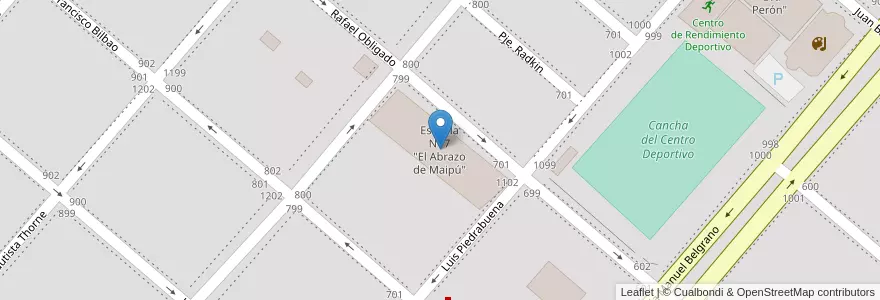 Mapa de ubicacion de Escuela Nº 7 "El Abrazo de Maipú" en アルゼンチン, ティエラ・デル・フエゴ州, チリ, Río Grande, Departamento Río Grande.