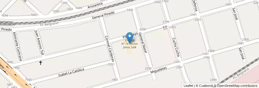 Mapa de ubicacion de Escuela Nº 74 Doctor Jonas Salk en アルゼンチン, ブエノスアイレス州, Partido De La Matanza, Aldo Bonzi.