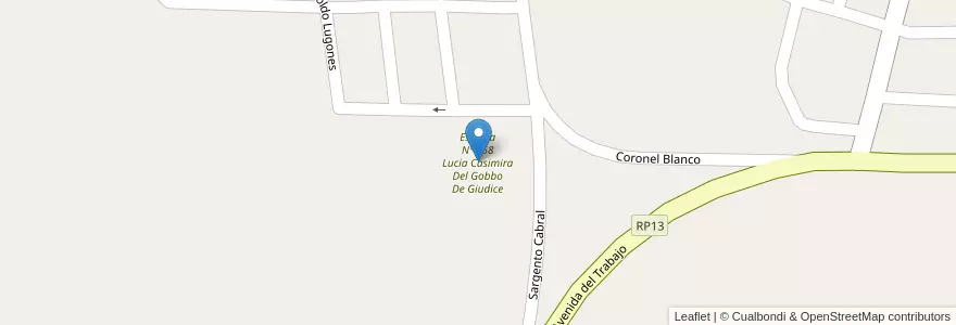 Mapa de ubicacion de Escuela Nº 758 Lucia Casimira Del Gobbo De Giudice en アルゼンチン, コリエンテス州, Departamento Saladas, Saladas.