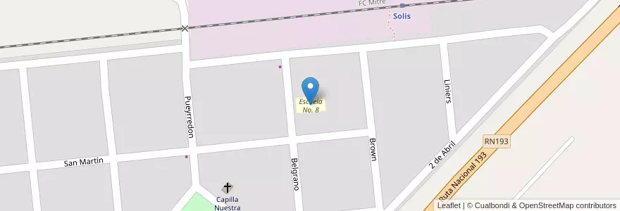 Mapa de ubicacion de Escuela No. 8 en الأرجنتين, بوينس آيرس, Partido De San Andrés De Giles.