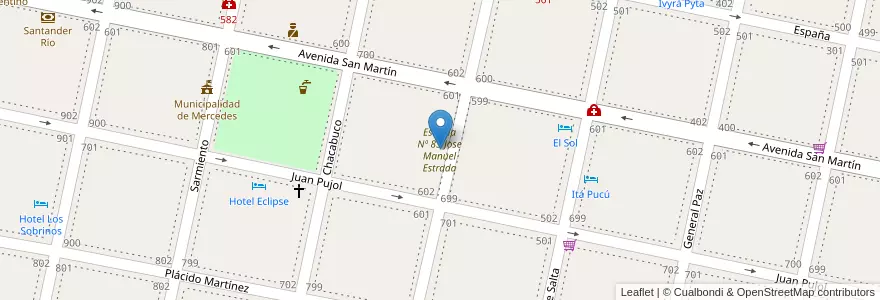 Mapa de ubicacion de Escuela Nº 83 Jose Manuel Estrada en 阿根廷, Corrientes, Departamento Mercedes, Municipio De Mercedes.