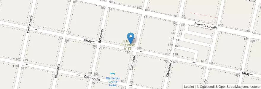 Mapa de ubicacion de Escuela Nº 85 Modesto Telesforo Leites en Arjantin, Corrientes, Departamento Mercedes, Municipio De Mercedes.