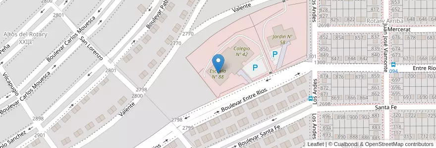 Mapa de ubicacion de Escuela Nº 88 en الأرجنتين, محافظة سانتا كروز, تشيلي, Humedal, Deseado, Caleta Olivia.