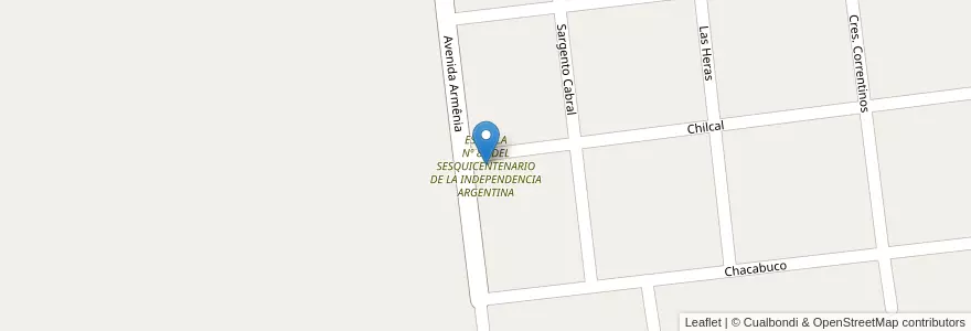 Mapa de ubicacion de ESCUELA Nº 89 DEL SESQUICENTENARIO DE LA INDEPENDENCIA ARGENTINA en Argentinië, Corrientes, Departamento Monte Caseros, Municipio De Monte Caseros.