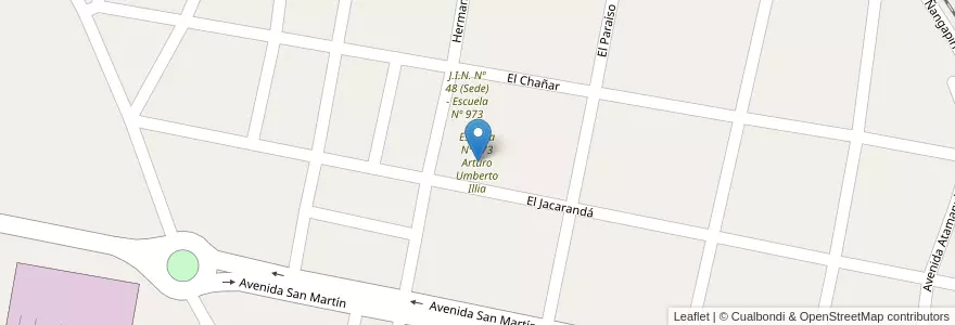 Mapa de ubicacion de Escuela Nº 973 Arturo Umberto Illia en Argentina, Corrientes, Departamento Mercedes, Municipio De Mercedes.