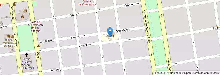 Mapa de ubicacion de Escuela Nº1 en Argentina, Buenos Aires, Partido De Chascomús, Chascomús.