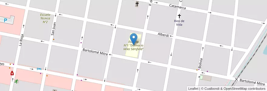 Mapa de ubicacion de Escuela Nº1 "Dalmacio Vélez Sársfield" en Argentinië, Entre Ríos, Departamento Concordia, Distrito Suburbios, Concordia, Concordia.