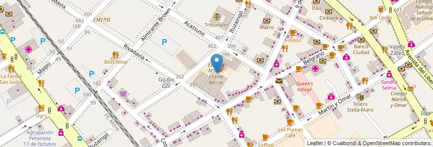 Mapa de ubicacion de Escuela Nº1 Dr. Cosme Beccar en アルゼンチン, ブエノスアイレス州, Partido De San Isidro, San Isidro.