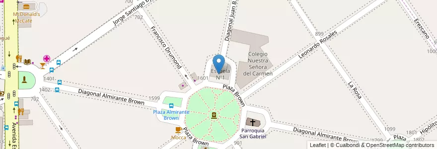 Mapa de ubicacion de Escuela Nº1 en Arjantin, Buenos Aires, Partido De Almirante Brown, Adrogué.