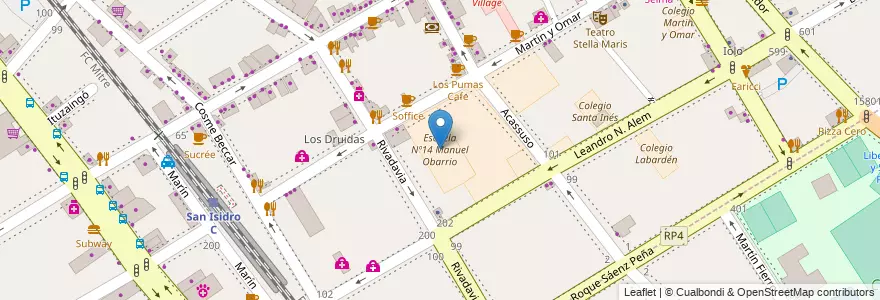 Mapa de ubicacion de Escuela Nº14 Manuel Obarrio en Arjantin, Buenos Aires, Partido De San Isidro, San Isidro.