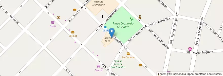 Mapa de ubicacion de Escuela Nº18 en Argentina, Provincia Di Buenos Aires, Partido De Tres De Febrero, Villa Bosch.