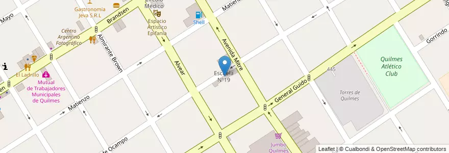 Mapa de ubicacion de Escuela Nº19 en Argentinië, Buenos Aires, Partido De Quilmes, Quilmes.
