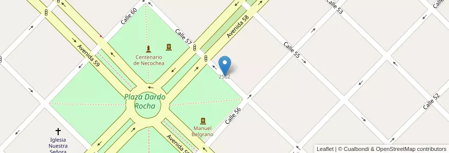 Mapa de ubicacion de Escuela Nº2 Domingo Faustino Sarmiento en Argentina, Buenos Aires, Partido De Necochea, Necochea.