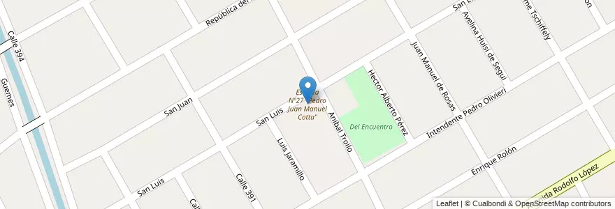 Mapa de ubicacion de Escuela Nº27 "Pedro Juan Manuel Cotta" en アルゼンチン, ブエノスアイレス州, Partido De Quilmes, Quilmes.