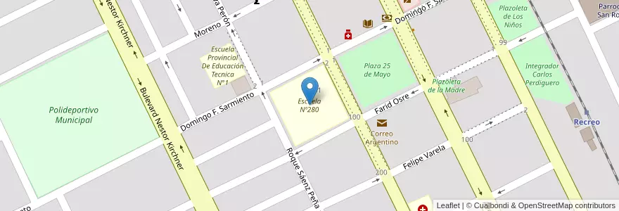 Mapa de ubicacion de Escuela Nº280 en アルゼンチン, カタマルカ州, Departamento La Paz, Municipio De Recreo, Recreo.