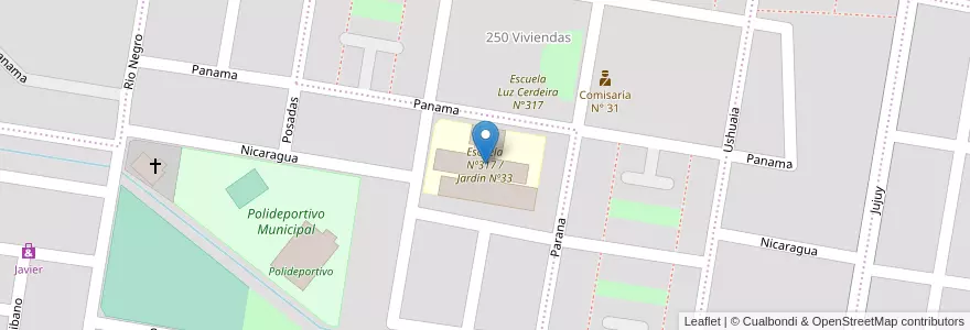 Mapa de ubicacion de Escuela Nº317 / Jardín Nº33 en 아르헨티나, 리오네그로주, General Roca, Departamento General Roca, General Roca.