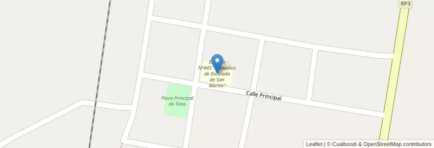 Mapa de ubicacion de Escuela Nº445 "Remedios de Escalada de San Martín" en Argentinien, Santa Fe, Departamento Vera, Municipio De Toba.