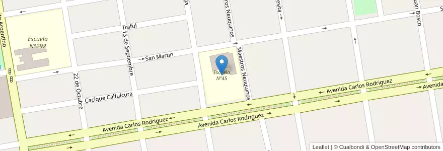 Mapa de ubicacion de Escuela Nº45 en アルゼンチン, チリ, ネウケン州, Departamento Confluencia, Municipio De Cutral Có, Cutral Có.