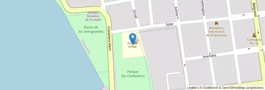 Mapa de ubicacion de Escuela Nº504 en Argentine, Province De Buenos Aires, Partido De Chascomús.