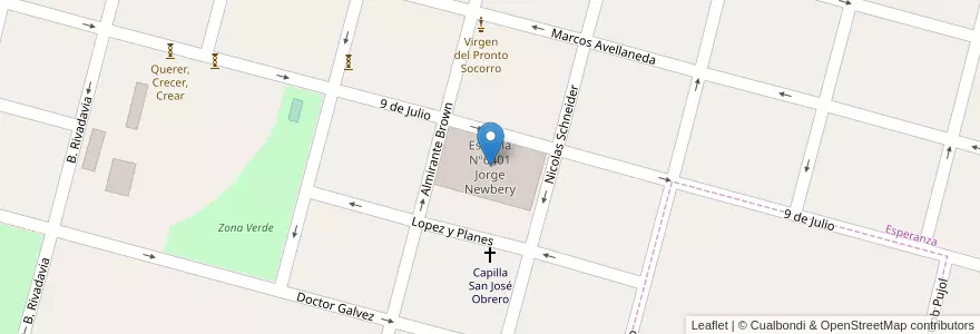 Mapa de ubicacion de Escuela Nº6401 Jorge Newbery en الأرجنتين, سانتا في, Departamento Las Colonias, Municipio De Esperanza, Esperanza.