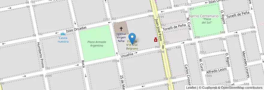 Mapa de ubicacion de Escuela Nº8 Gral. Belgrano en Arjantin, Buenos Aires, Partido De Coronel De Marina Leonardo Rosales, Punta Alta.