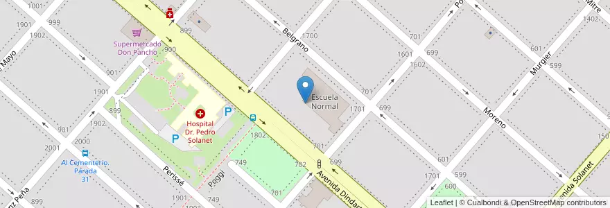 Mapa de ubicacion de Escuela Normal en Argentinië, Buenos Aires, Partido De Ayacucho, Ayacucho.