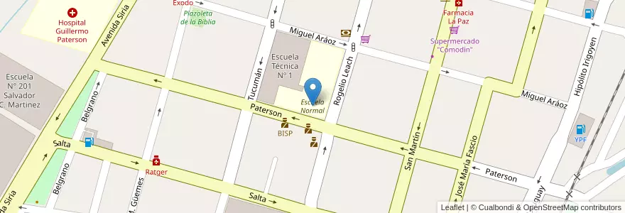 Mapa de ubicacion de Escuela Normal en Arjantin, Jujuy, Departamento San Pedro, Municipio De San Pedro De Jujuy.