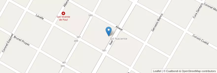 Mapa de ubicacion de Escuela Normal Almirante Guillermo Brown en アルゼンチン, コリエンテス州, Departamento General Paz, Municipio De Nuestra Señora Del Rosario De Caá Catí.