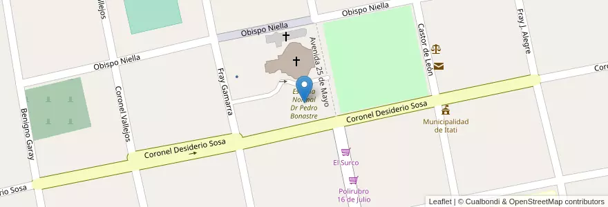 Mapa de ubicacion de Escuela Normal Dr Pedro Bonastre en 阿根廷, Corrientes, Departamento Itatí, Municipio De Itatí.