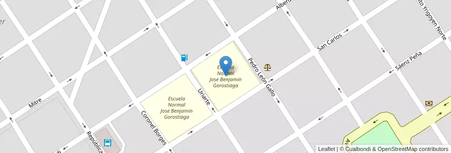 Mapa de ubicacion de Escuela Normal Jose Benjamin Gorostiaga en アルゼンチン, サンティアゴ・デル・エステロ州, Departamento Banda, La Banda.