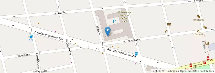 Mapa de ubicacion de Escuela Normal "Juan Pascual Pringles" (ENJPP) en アルゼンチン, サンルイス州, Juan Martín De Pueyrredón, Municipio De San Luis, San Luis.