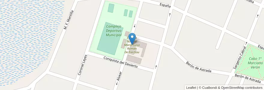 Mapa de ubicacion de Escuela Normal Maria Luisa Roman De Frechou en Arjantin, Corrientes, Departamento Saladas, Saladas.