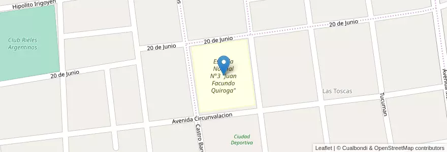Mapa de ubicacion de Escuela Normal N°3 "Juan Facundo Quiroga" en 阿根廷, La Rioja, Departamento Rosario Vera Peñaloza, Chepes.