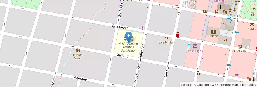 Mapa de ubicacion de Escuela Normal Nº15 "Domingo Faustino Sarmiento" en الأرجنتين, إنتري ريوس, Departamento Concordia, Distrito Suburbios, Concordia, Concordia.