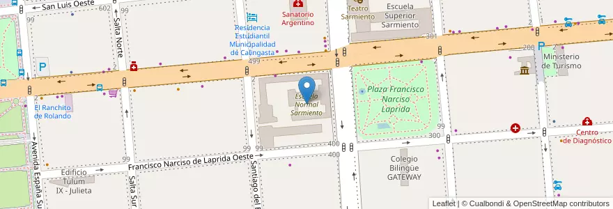 Mapa de ubicacion de Escuela Normal Sarmiento en Arjantin, San Juan, Şili, Capital.