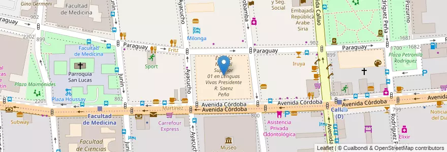 Mapa de ubicacion de Escuela Normal Superior 01 en Lenguas Vivas Presidente R. Saenz Peña, Recoleta en Argentinien, Ciudad Autónoma De Buenos Aires, Buenos Aires.