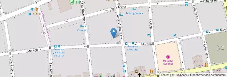 Mapa de ubicacion de Escuela Normal Superior 02 en Lenguas Vivas Mariano Acosta, Balvanera en 아르헨티나, Ciudad Autónoma De Buenos Aires, Comuna 3, 부에노스아이레스.
