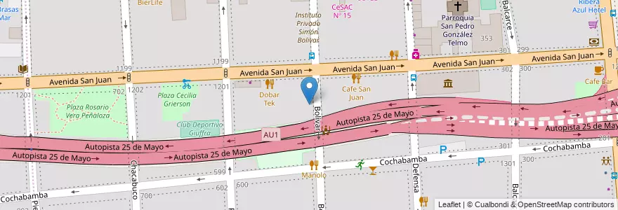 Mapa de ubicacion de Escuela Normal Superior 03 Bernardino Rivadavia (sede), San Telmo en 아르헨티나, Ciudad Autónoma De Buenos Aires, Comuna 1, 부에노스아이레스.