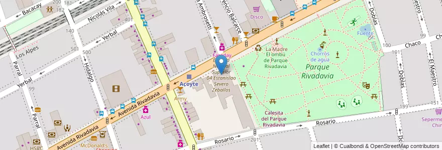 Mapa de ubicacion de Escuela Normal Superior 04 Estanislao Severo Zeballos, Caballito en 阿根廷, Ciudad Autónoma De Buenos Aires, 布宜诺斯艾利斯, Comuna 6.