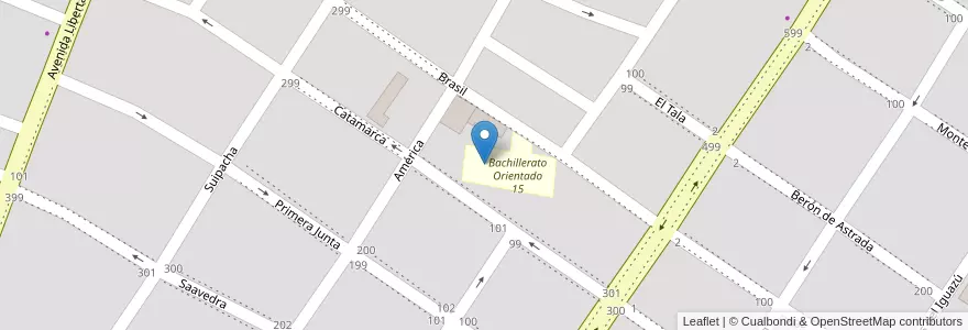 Mapa de ubicacion de Escuela Normal Superior 1 en アルゼンチン, ミシオネス州, Departamento Leandro N. Alem, Municipio De Leandro N. Alem, Leandro N. Alem.