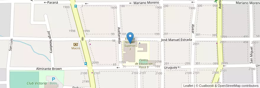 Mapa de ubicacion de Escuela Normal Superior 3 en 阿根廷, Misiones, Departamento Libertador General San Martín, Municipio De Puerto Rico.