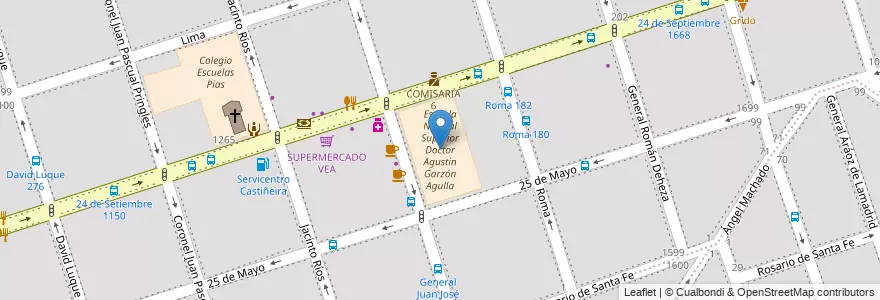 Mapa de ubicacion de Escuela Normal Superior Doctor Agustín Garzón Agulla en آرژانتین, Córdoba, Departamento Capital, Pedanía Capital, Córdoba, Municipio De Córdoba.